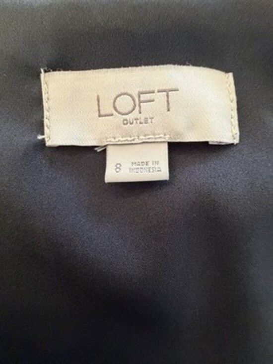 LOFT Black/White Polka Dot Wait Tie Faux Wrap 3/4 Sleeve Mini Skater Dress, Sz 8 - Picture 11 of 16